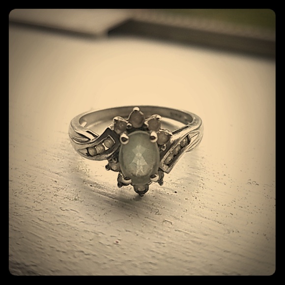 Jewelry - Sterling silver blue topaz and cz ring